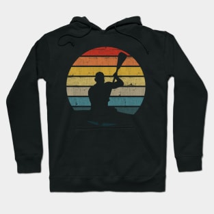 Canoeing Silhouette On A Distressed Retro Sunset design Hoodie